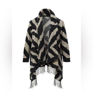 Romeo & Juliet Couture Black and Brown Shrug with Fringe